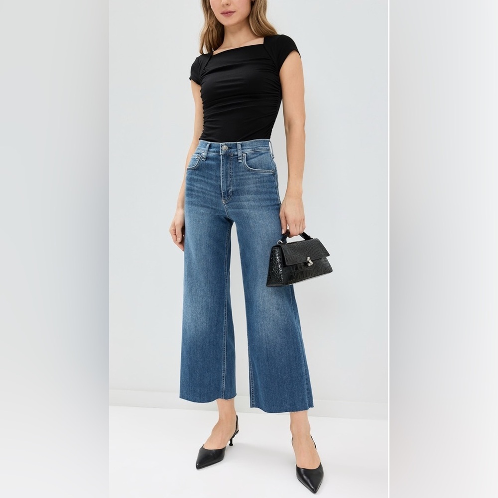 Rag & Bone Epic Andi High Rise Ankle Wide Jeans in Scout Size 28 Cropped Stretch - Picture 5 of 16